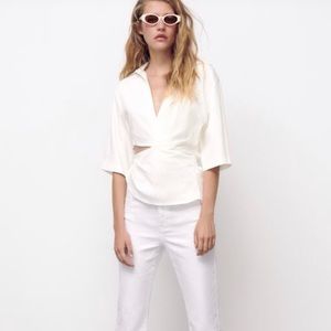 Zara Pleated Cut Out Top